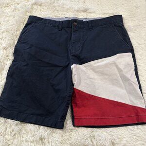 Tommy Hilfiger mens blue chino shorts logo theme 36 preppy